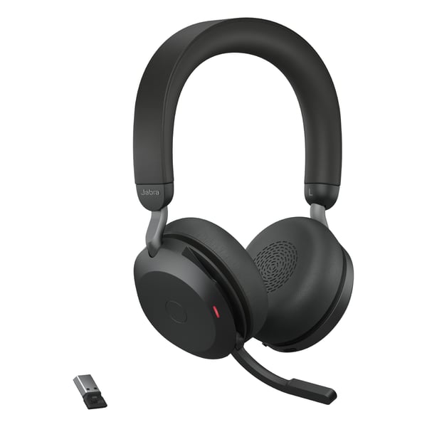 Jabra Evolve2 75 Headset Kabel & trådløs Kontor/Callcenter Bluetooth Opladningsstativ Sort