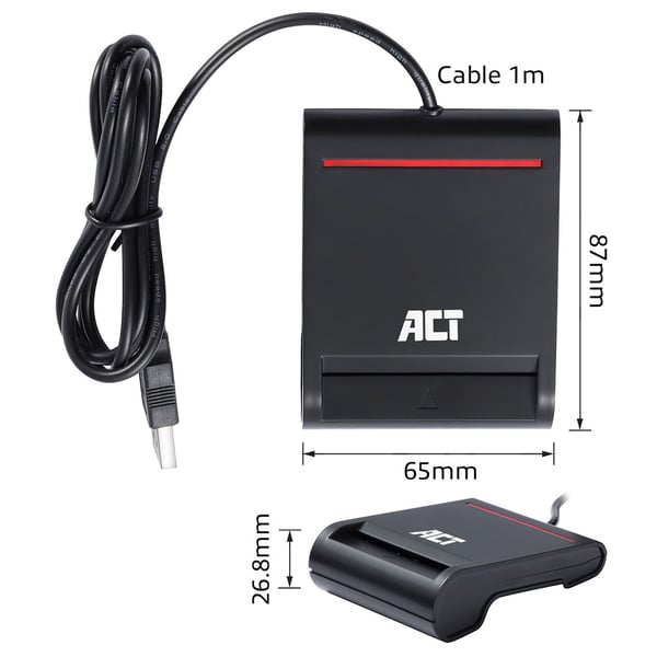 ACT AC6015 läsare smarta kort inomhus USB USB 2.0 Svart