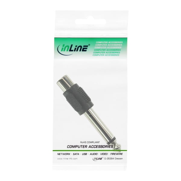 InLine 99322 kabel kønsskifter 6.3mm jack male RCA F Sort, Sølv