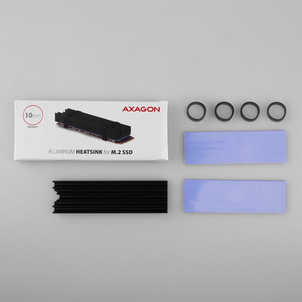 Axagon CLR-M2L10 Computerkølesystem M.2 NVMe SSD, Solid-state drev Køleplade/køler Sort 1 stk