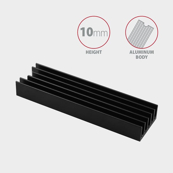 Axagon CLR-M2L10 Computerkølesystem M.2 NVMe SSD, Solid-state drev Køleplade/køler Sort 1 stk