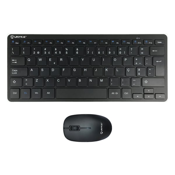 UNYKAch UK505448 tastatur Mus inkluderet Kontor RF trådløst QWERTY Portugisisk Sort