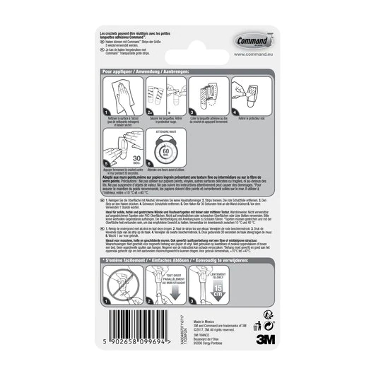 3M 17006FGN förvaringskrok inomhus Universalkrok Vit 6 styck