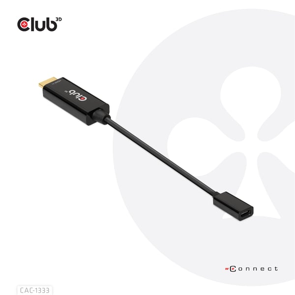 CLUB3D CAC-1333 videokaapeli-adapteri 0,22 m HDMI-tyyppi A (vakio) USB Type-C Musta