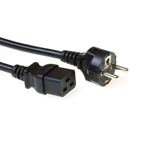 ACT 230V connection cable schuko male - C19 Sort 3 m