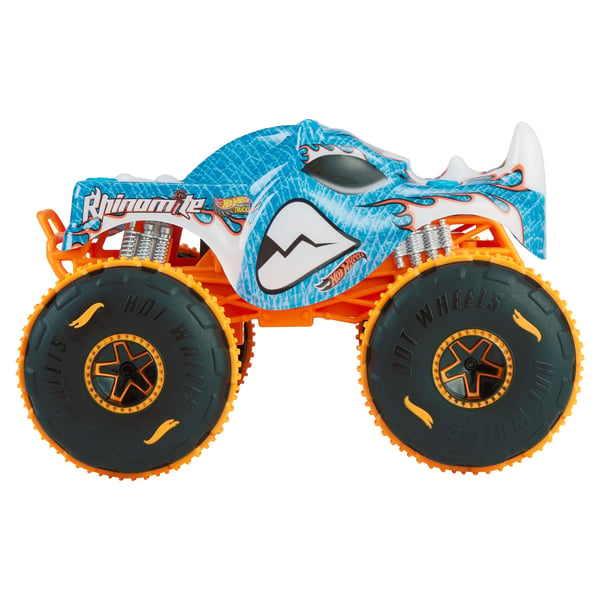 Hot Wheels Monster Trucks Rhinomite i størrelsesforholdet 1:24 med fjernbetjening, batteridrevet fjernbetjent legetøjstruck