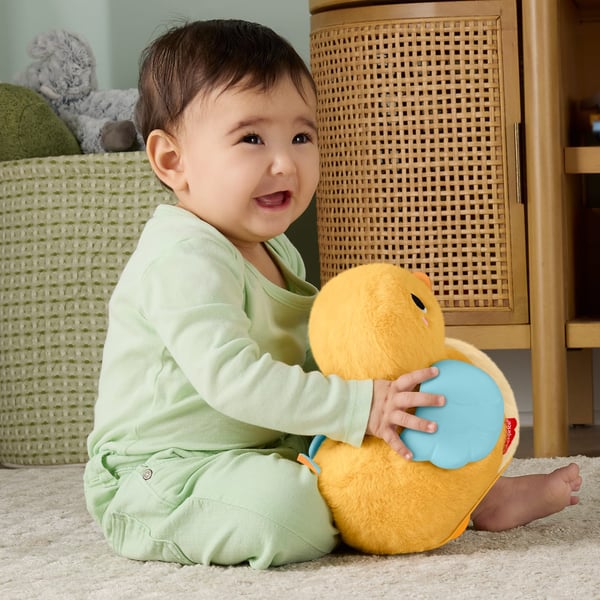 Fisher-Price 4-i-1 Kram och kryp-anka, mjukisdjur med musik för lek på mage och kryplek