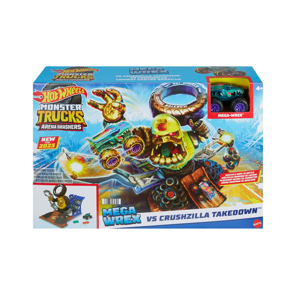 Hot Wheels Monster Trucks ARENA SMASHERS MEGA-WREX VS. CRUSHZILLA TAKEDOWN-legesæt