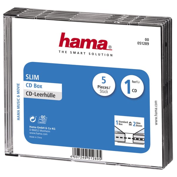 Hama CD Slim Jewel Case 1 diske Transparent