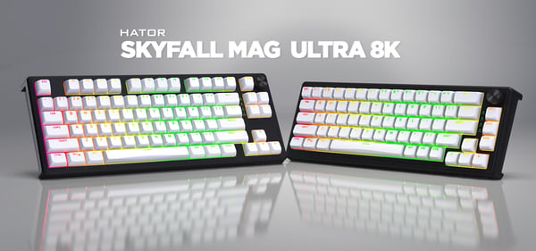 HATOR Skyfall 65 MAG ULTRA 8K näppäimistö Pelaaminen USB QWERTY Englanti (US) Musta, Valkoinen