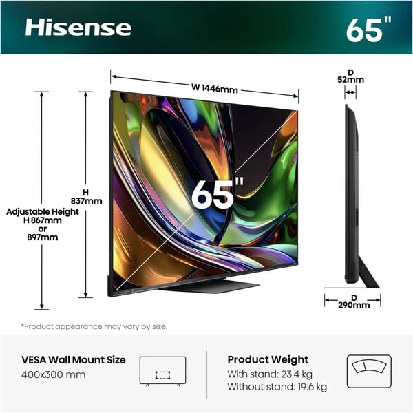 Hisense 65UR8S 165,1 cm (65") 4K Ultra HD Smart-TV Wi-Fi Svart