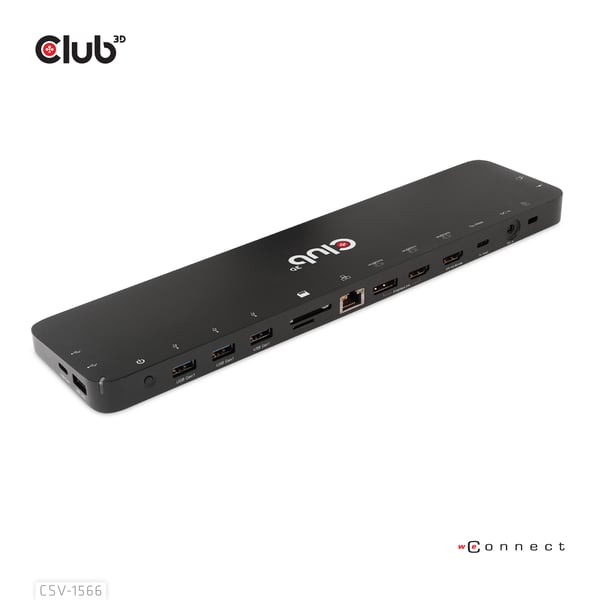 CLUB3D CSV-1566 kannettavien tietokoneiden telakka ja porttitoistin Telakointi USB 3.2 Gen 1 (3.1 Gen 1) Type-C Musta