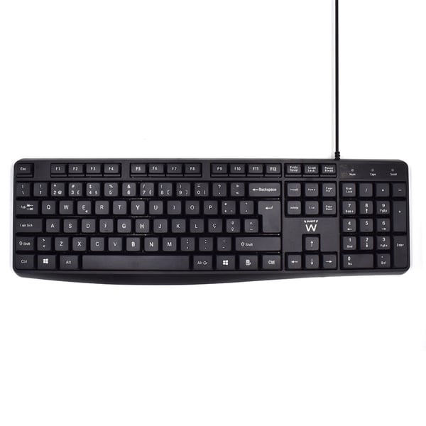 Ewent EW3002 näppäimistö Office USB QWERTY Portugali Musta