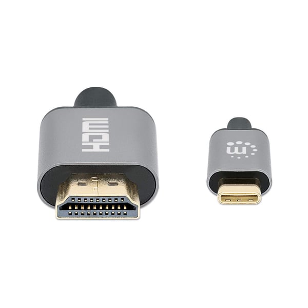 Manhattan 153591 videokabeladapter 1 m HDMI Typ A (standard) USB Type-C Svart, Grå