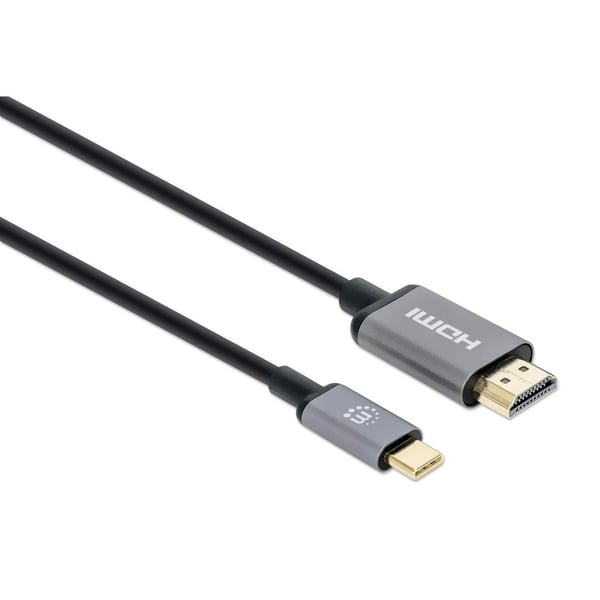 Manhattan 153591 videokabeladapter 1 m HDMI Typ A (standard) USB Type-C Svart, Grå