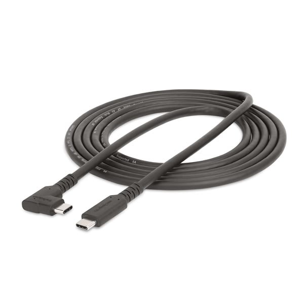 StarTech.com 2 m USB-C-kabel, rätvinklad, USB 5 Gbps, 100 W (5 A) strömförsörjning, 4K 60 Hz DP alt-läge, robust USB C-sladd - Thunderbolt-kompatibel