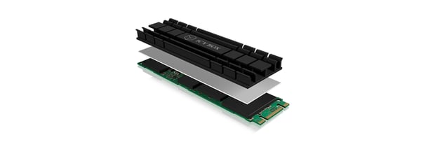 ICY BOX IB-M2HS-701 M.2 NVMe SSD Køleplade/køler Sort 1 stk