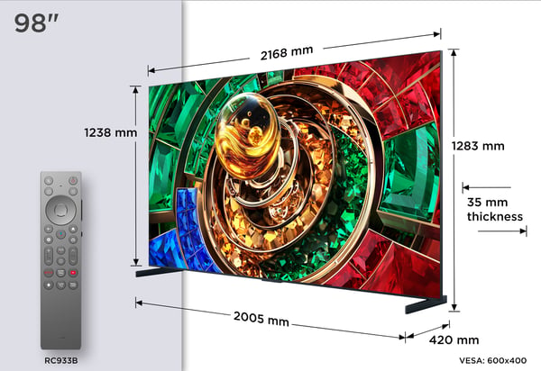 TCL RM9L 98RM9L tv 2,49 m (98") 4K Ultra HD Älytelevisio Wi-Fi Musta 6000 cd/m²