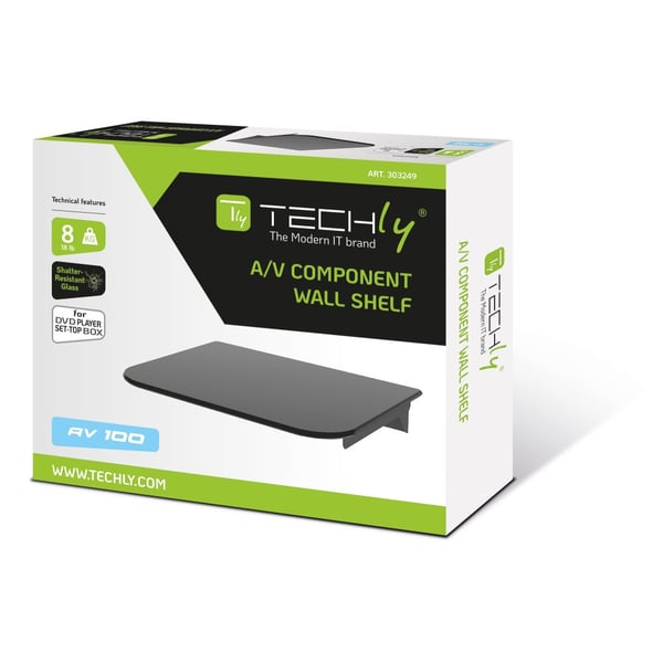 Techly ICA-DRS 504 av-udstyr hylde Sort Glas