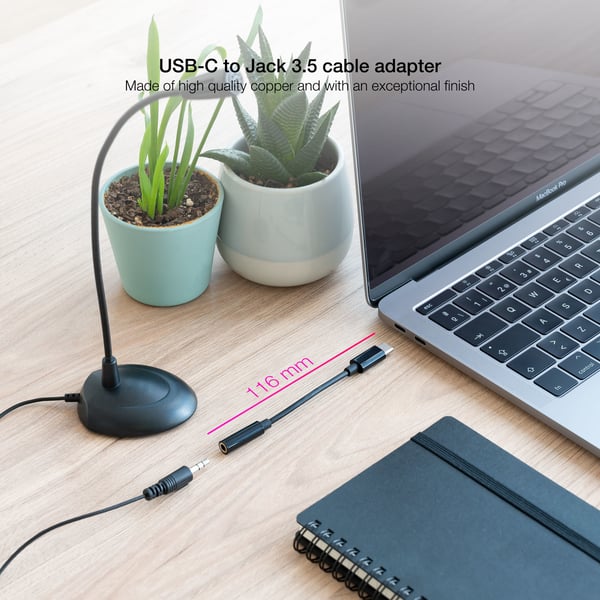 Nanocable 10.24.1205 ljudkabel 0,11 m 3,5 mm USB Type-C Svart