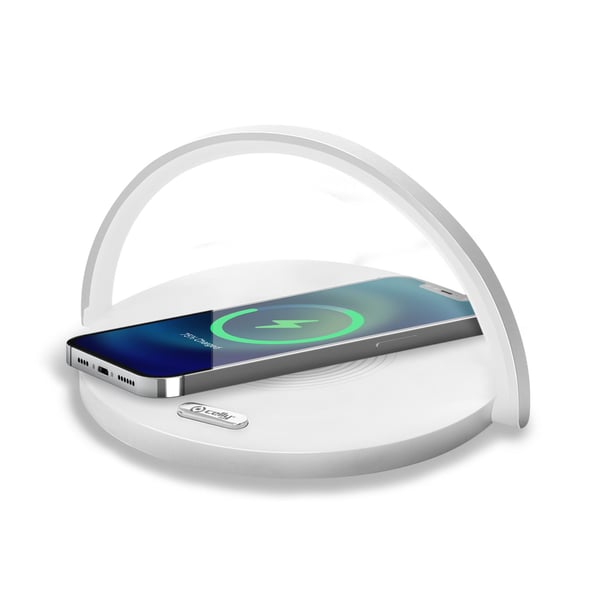 Celly WLLIGHTCIRCLEWH oplader til mobil enhed Digitalt kamera, Spillekontroller, Hovedtelefoner, Mobiltelefon, Strømbank, Smartphone, SmartWatch, Tablet, Ur, Wearables Hvid Vekselstrøm Trådløs opladning Indendørs