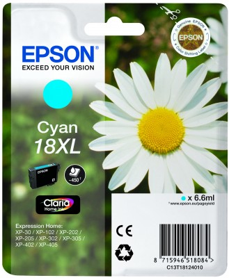 Epson Daisy Yksittäispakkaus, syaani 18XL Claria Home -muste