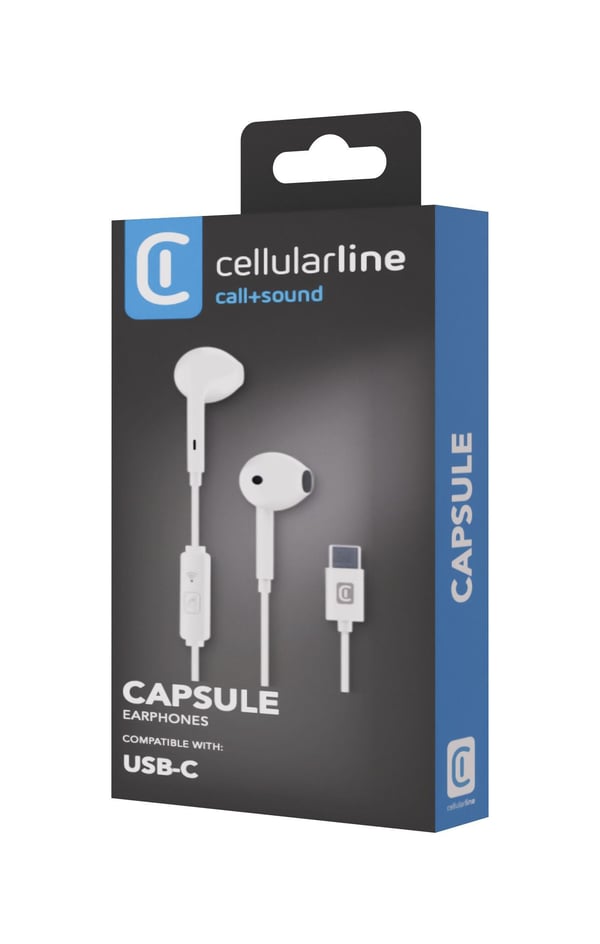 Cellularline 8018080476594 Kuulokkeet Langallinen In-ear Puhelut/Musiikki USB Type-C Valkoinen