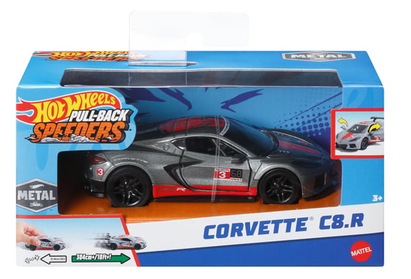 Hot Wheels Pull-Back Speeders -leluauto 1:43-mittakaavassa, aja kilpaa vetämällä taaksepäin ja vapauttamalla