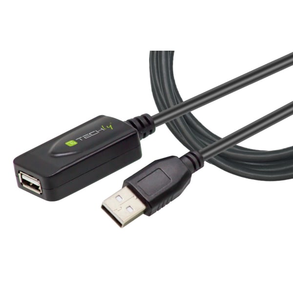 Techly IUSB-REP20TY USB-kabel USB 2.0 5 m USB A 0,48 Gbit/sek. Sort