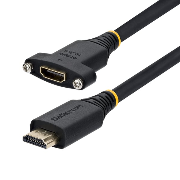 StarTech.com 2 m HDMI-kabel för panelmontering, HDMI-förlängningskabel med hög hastighet för panelmontering, 4K 60 Hz/1440p 144 Hz, HDMI-adapterkabel (hane till hona) för panelmontering