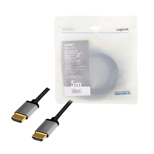 LogiLink CHA0103 HDMI-kaapeli 5 m HDMI-tyyppi A (vakio) Musta