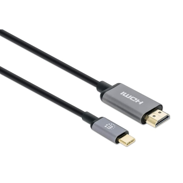 Manhattan 153607 videokaapeli-adapteri 2 m HDMI-tyyppi A (vakio) USB Type-C Musta, Hopea