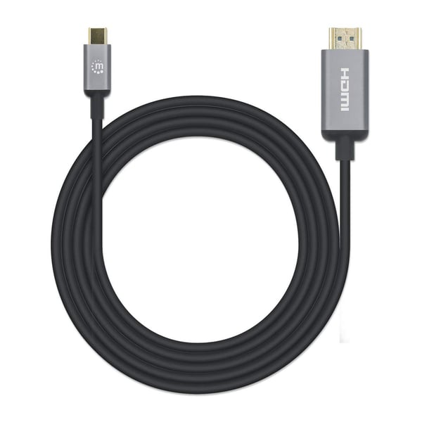 Manhattan 153607 videokaapeli-adapteri 2 m HDMI-tyyppi A (vakio) USB Type-C Musta, Hopea