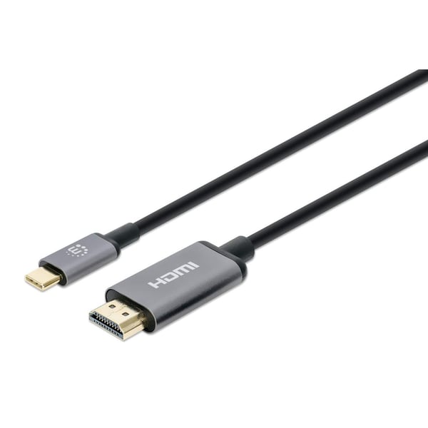 Manhattan 153607 videokaapeli-adapteri 2 m HDMI-tyyppi A (vakio) USB Type-C Musta, Hopea