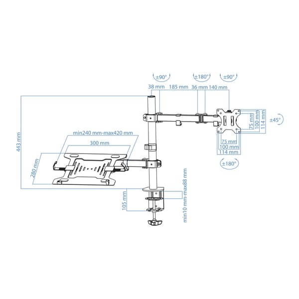 TooQ Office 81,3 cm (32") Skrivebord Sort