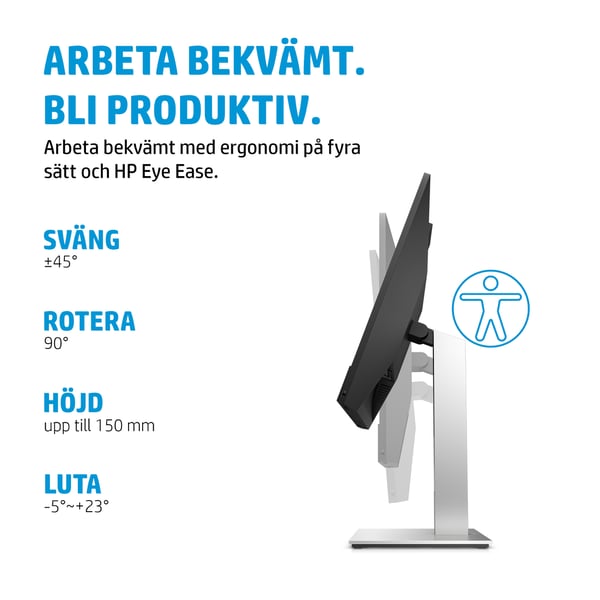 HP E24m G4 platta pc-skärmar 60,5 cm (23.8") 1920 x 1080 pixlar Full HD Svart, Silver