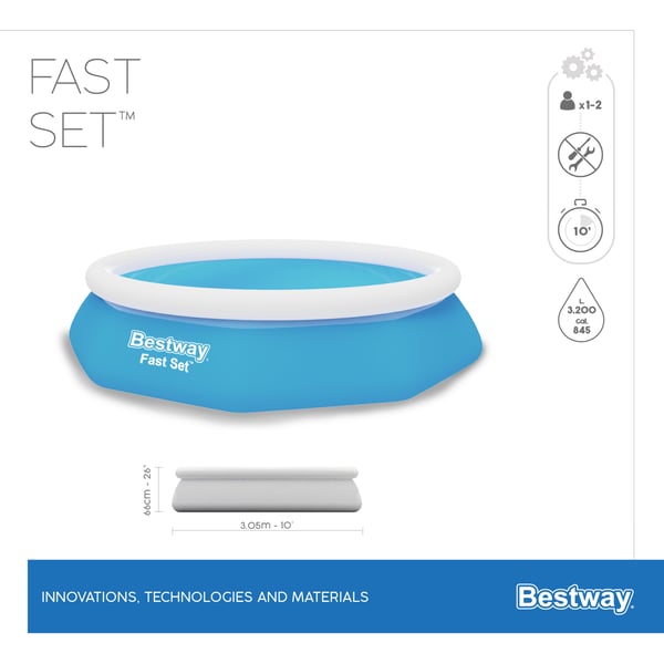 Bestway Fast Set 57456 ovan mark-svimmingpooler Inramad / uppblåsbar pool Rund Blå, Vit