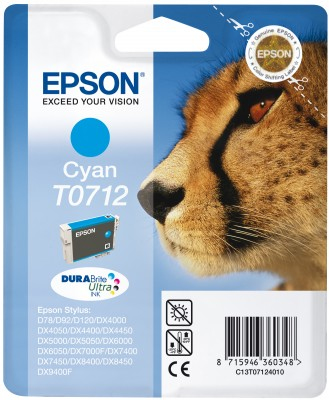 Epson Cheetah Blækpatron Cyan T0712 DURABrite Ultra Ink