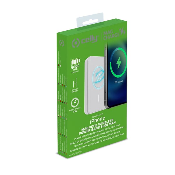 Celly MAGPB5000 5000 mAh Langaton lataaminen Valkoinen