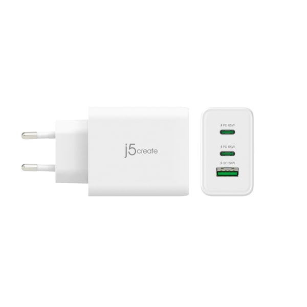 j5create JUP3365E-EN 65W GaN USB-C® 3-portars laddare