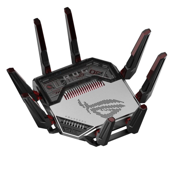 ASUS ROG Rapture GT-BN98 trådlös router 10 Gigabit Ethernet Quad-band (2.4 GHz / 5 GHz-1 / 5 GHz-2 / 6 GHz) Svart, Vit