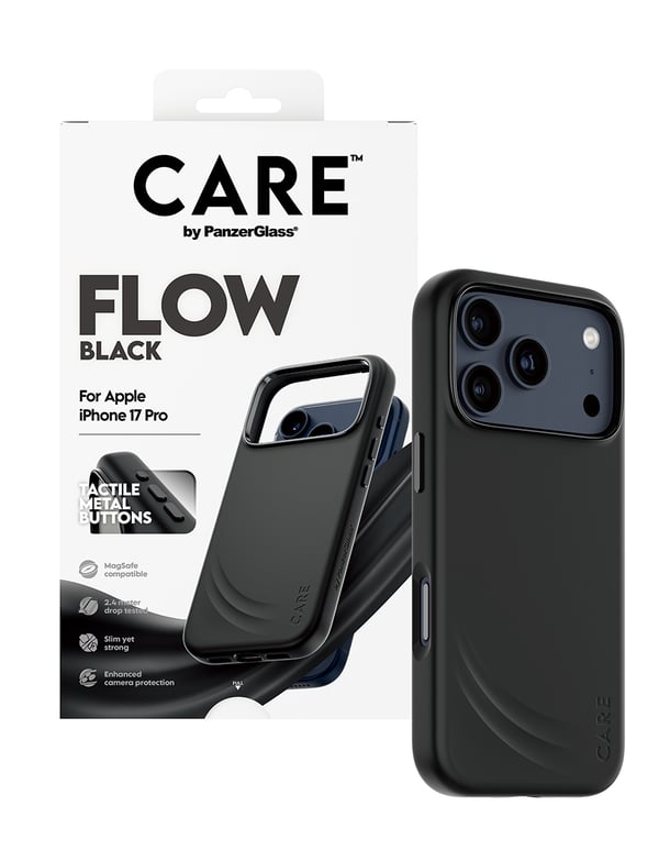 PanzerGlass CARE™ by ® Flow Case Black w. MagSafe iPhone 17 Pro mobiltelefonfodral Mobilskal Svart