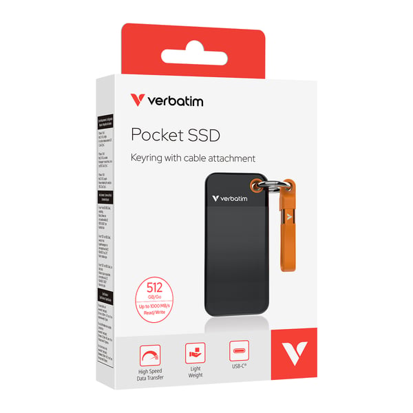 Verbatim Pocket SSD 512 GB USB Type-C 3.2 Gen 2 (3.1 Gen 2) Musta, Oranssi