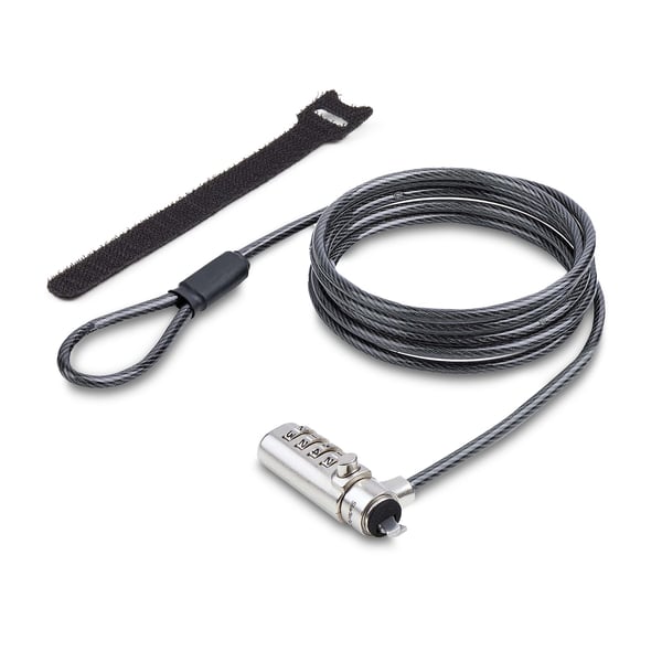 StarTech.com Slim Lock K-Slot Kompatibel, 2 m Kombinationslåsekabel