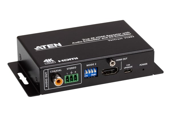 ATEN True 4K HDMI Repeater med Audio Embedder och De-Embedder