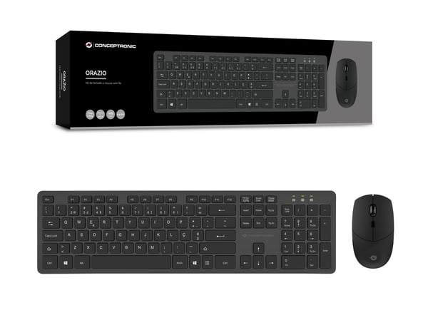 Conceptronic ORAZIO01PT tangentbord Mus inkluderad Kontor RF Trådlös QWERTY Portugisisk Svart