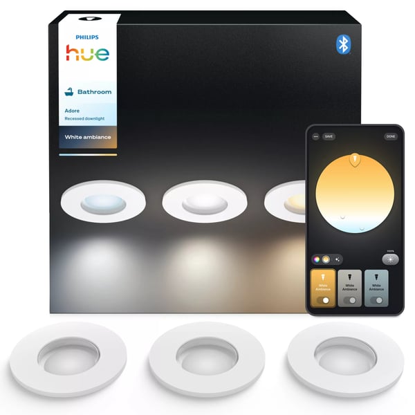 Philips Hue White ambiance Adore indbygningsspot til badeværelse 3-pak