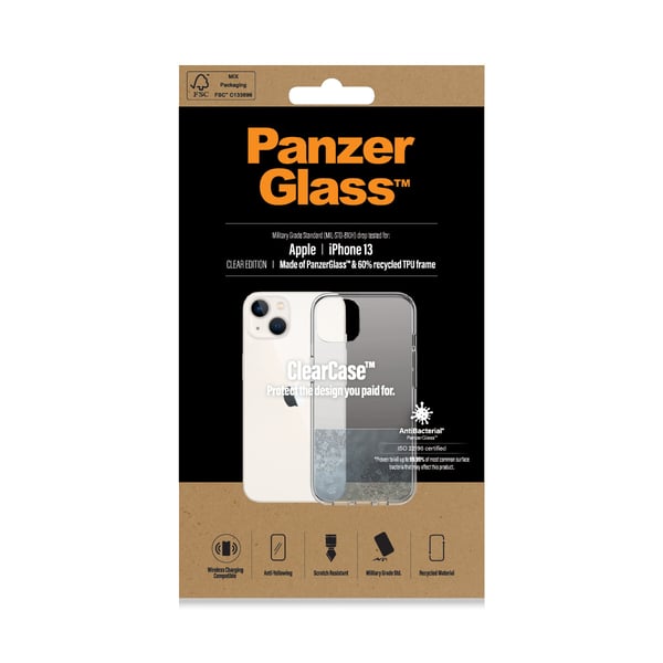 PanzerGlass ® ClearCase iPhone 13 mobiltelefonfodral 15,5 cm (6.1") Mobilskal Transparent
