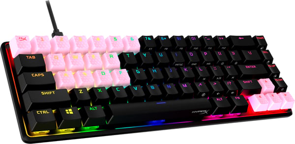 Kumiset HyperX-näppäinhatut – pelivarustesarja – vaaleanpunainen (Yhdysvaltain näppäinasettelu)