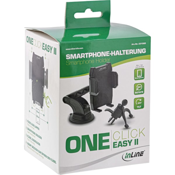 InLine 23156O hållare Passiv hållare Digital mediaspelare, Mobiltelefon / smartphone, Navigator Svart